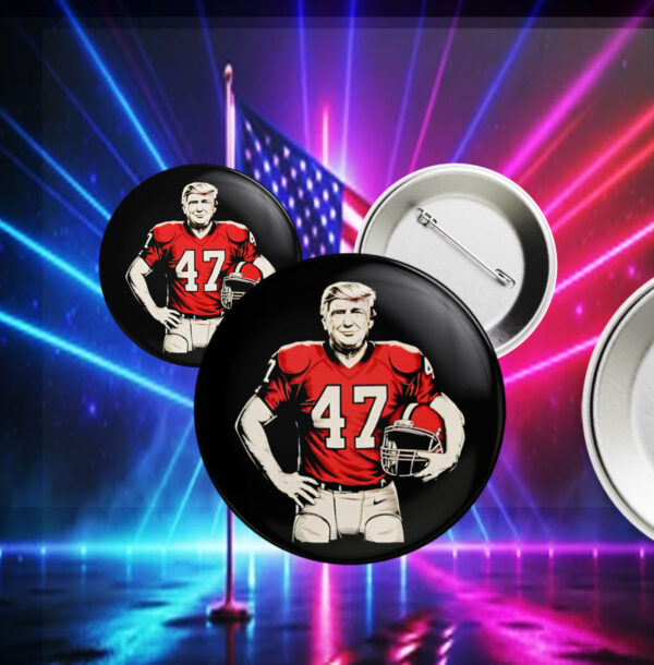 Trump American Football 47 God Bless Pin Button